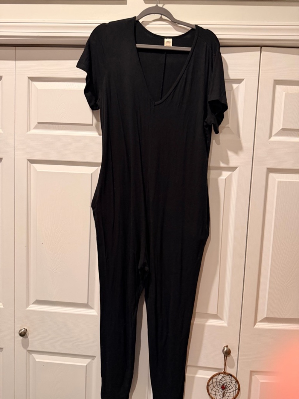 Smash + Tess Black Short-Sleeve Jumpsuit